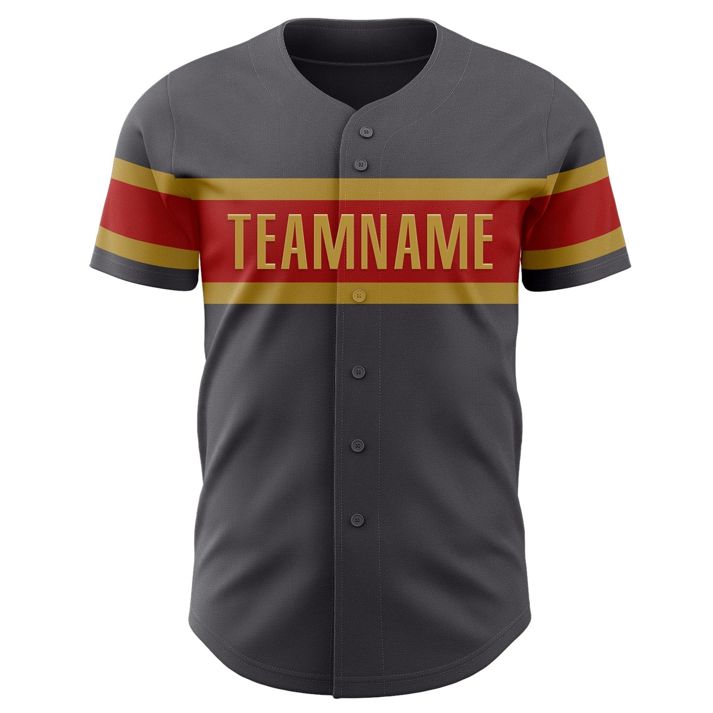 Custom Steel Gray Red-Old Gold Authentic Baseball Jersey view 2