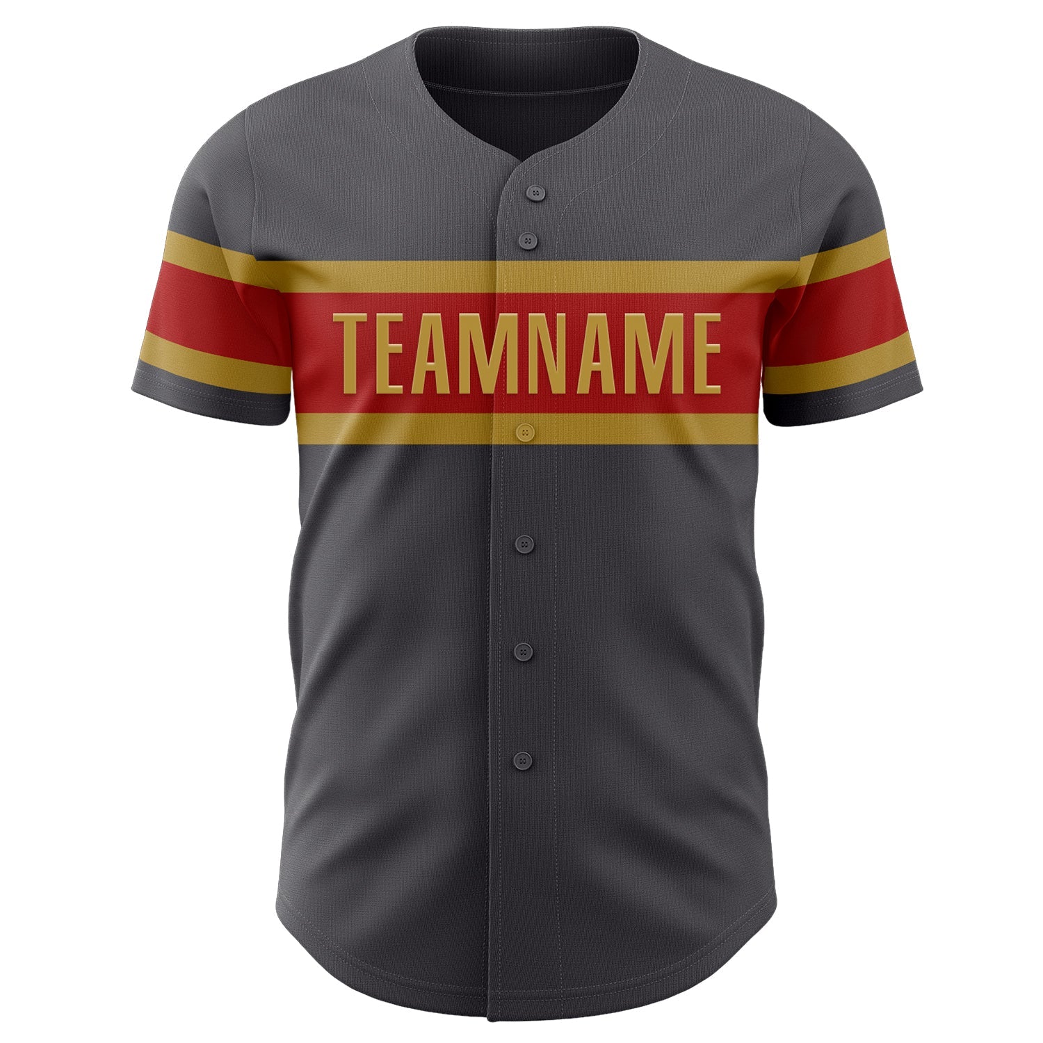 Custom Steel Gray Red-Old Gold Authentic Baseball Jersey view 2
