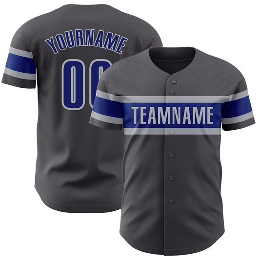 Custom Steel Gray Royal-Gray Authentic Baseball Jersey - Main View