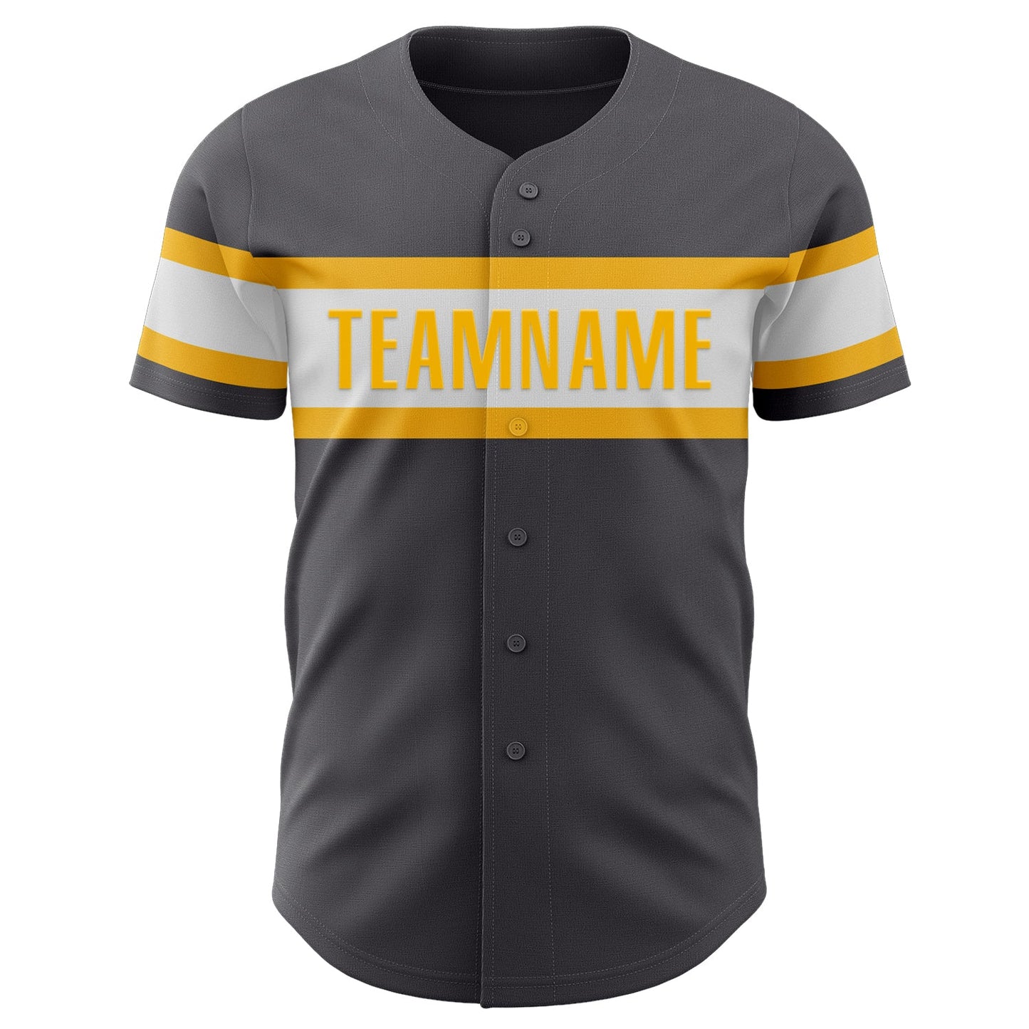 Custom Steel Gray White-Gold Authentic Baseball Jersey view 2
