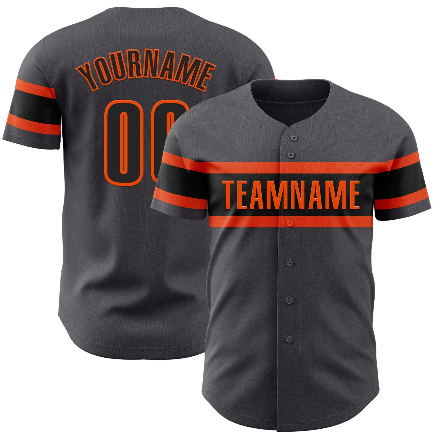 Custom Steel Gray Black-Orange Authentic Baseball Jersey - Main View