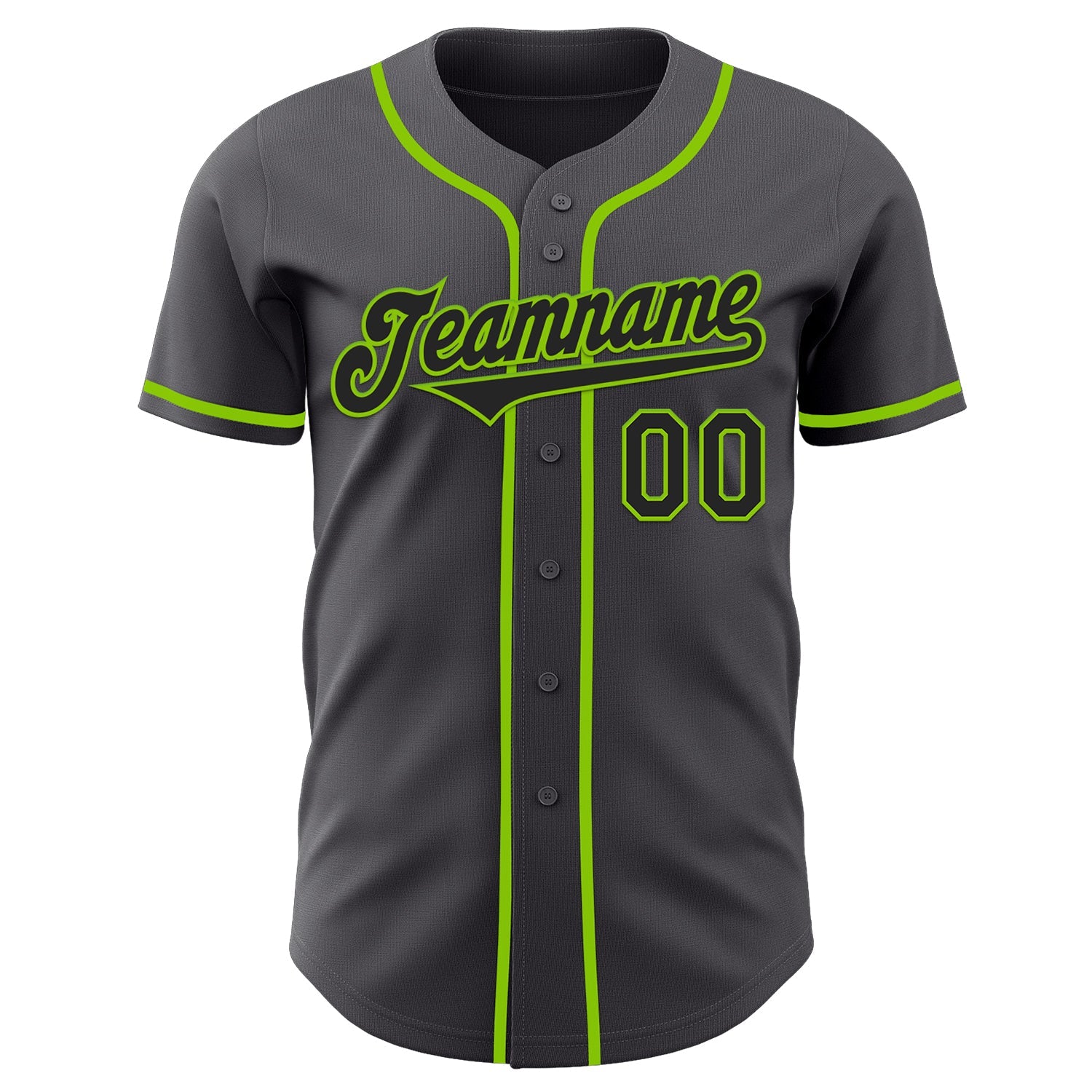 Custom Steel Gray Black-Neon Green Authentic Baseball Jersey view 2