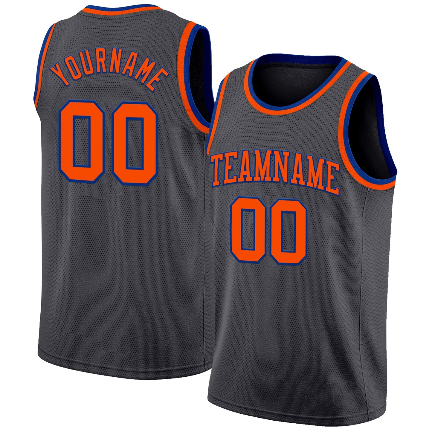Custom Steel Gray Orange-Royal Authentic Basketball Jersey - Main View