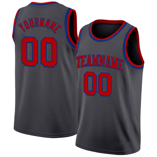 Custom Steel Gray Red-Royal Authentic Basketball Jersey - Main View