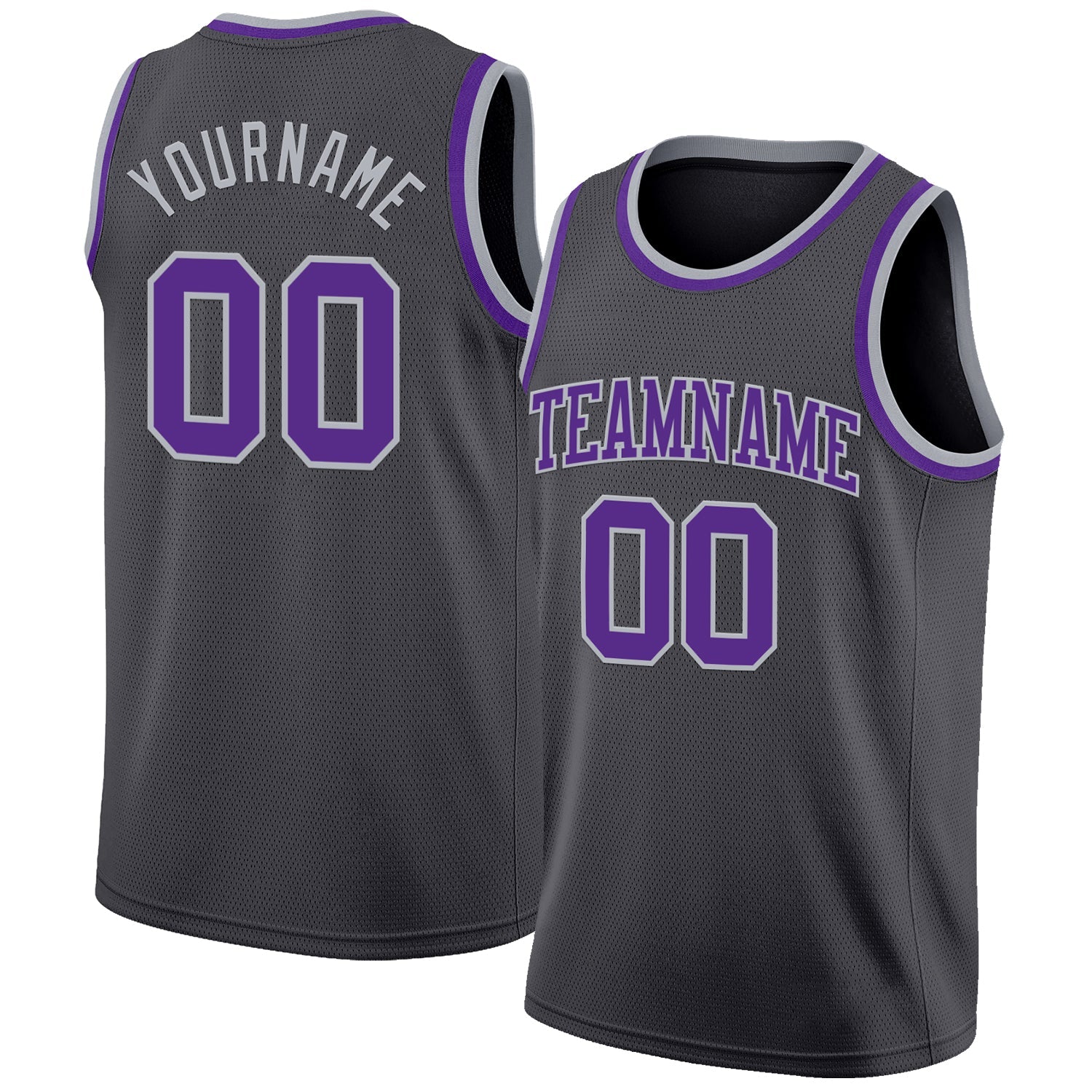 Custom Steel Gray Purple-Gray Authentic Basketball Jersey - Main View