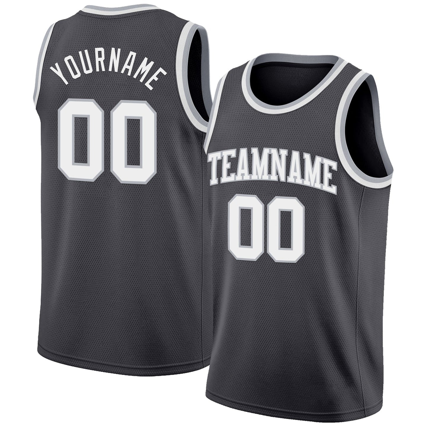 Custom Steel Gray White-Gray Authentic Basketball Jersey - Main View