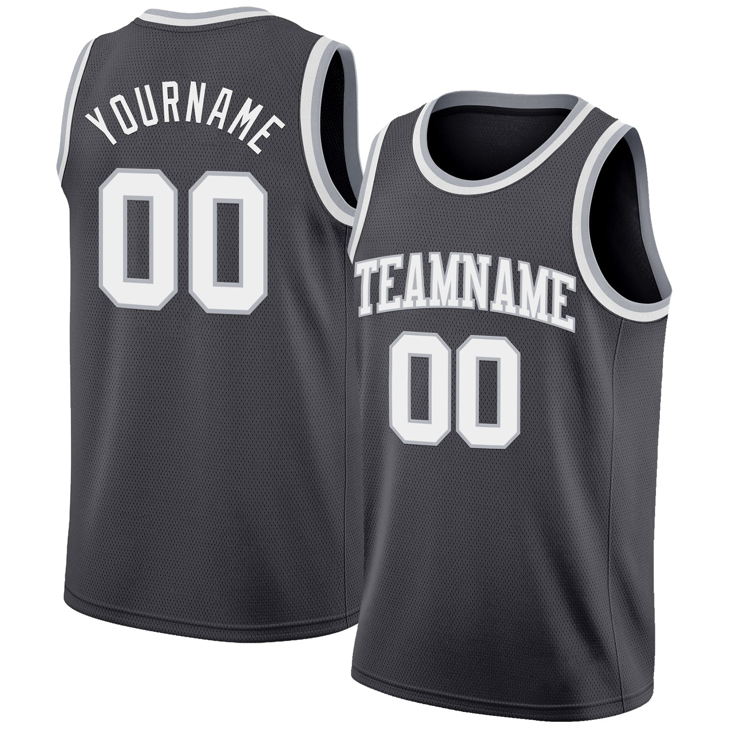 Custom Steel Gray White-Gray Authentic Basketball Jersey - Main View