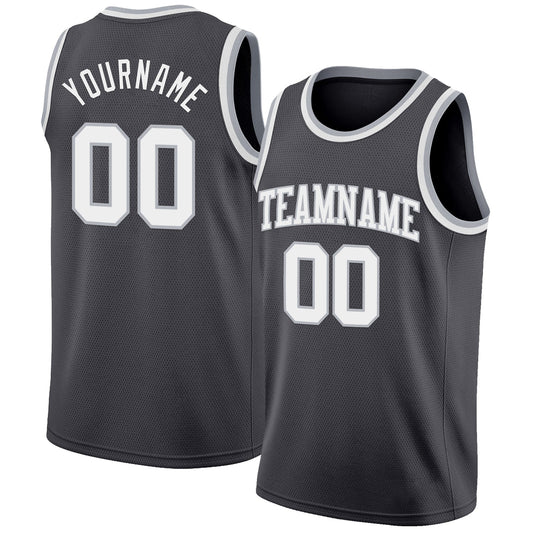 Custom Steel Gray White-Gray Authentic Basketball Jersey - Main View