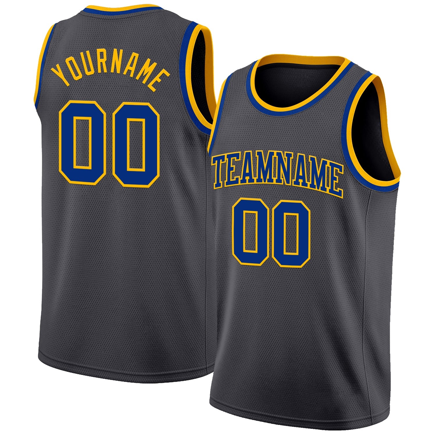 Custom Steel Gray Royal-Gold Authentic Basketball Jersey - Main View