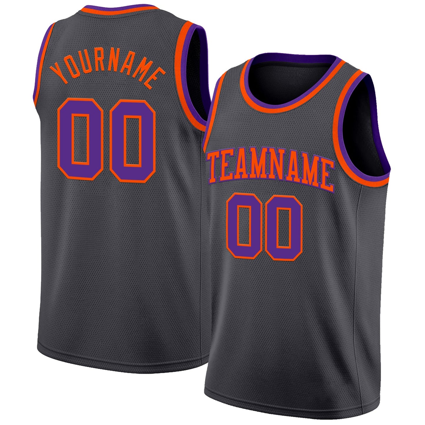 Custom Steel Gray Purple-Orange Authentic Basketball Jersey - Main View