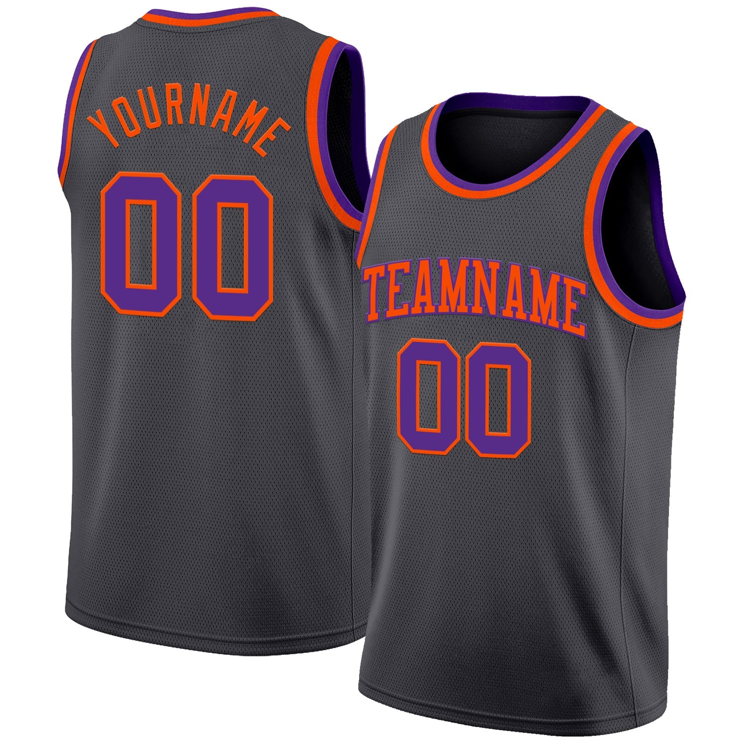 Custom Steel Gray Purple-Orange Authentic Basketball Jersey - Main View