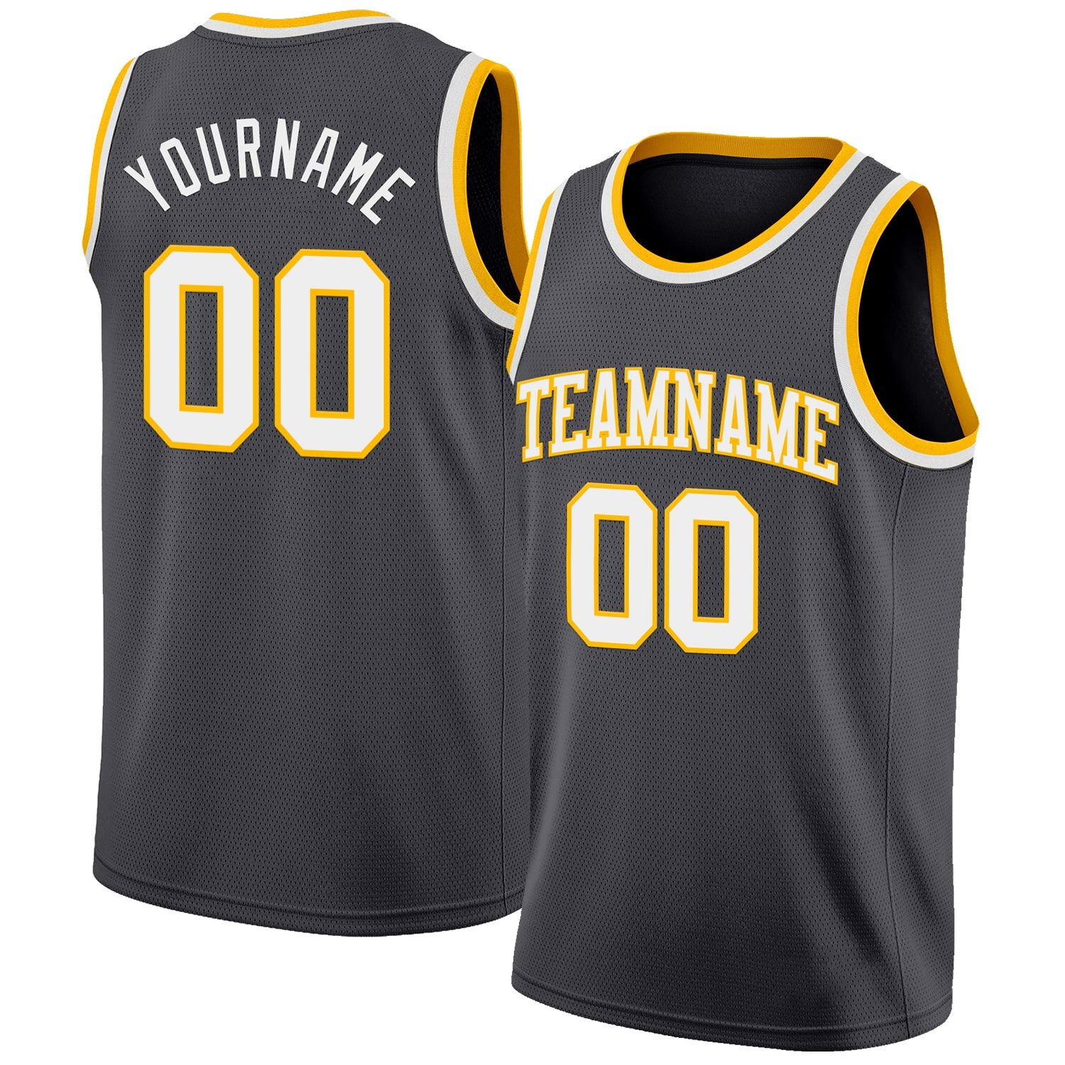 Custom Steel Gray White-Gold Authentic Basketball Jersey - Main View