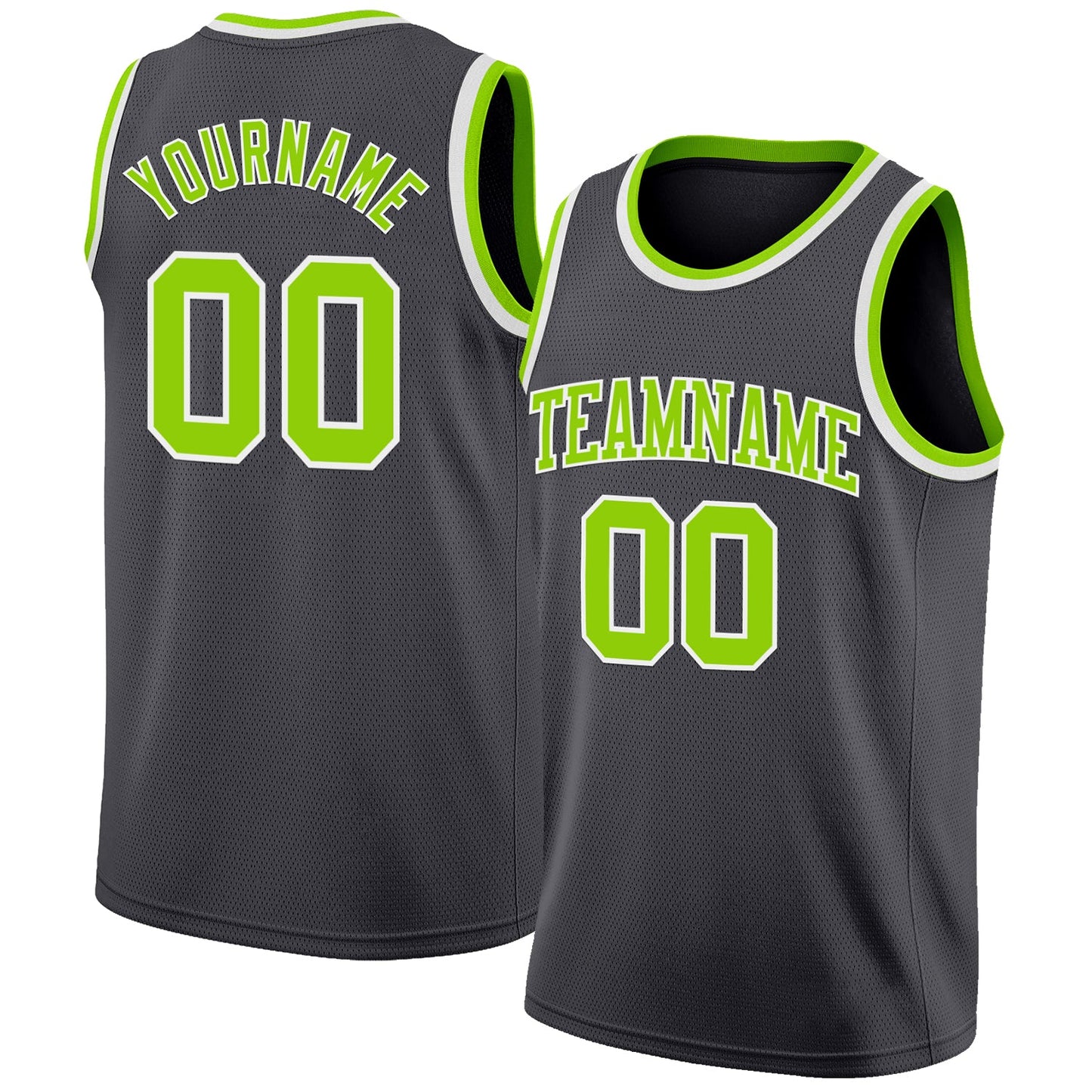Custom Steel Gray Neon Green-White Authentic Basketball Jersey - Main View