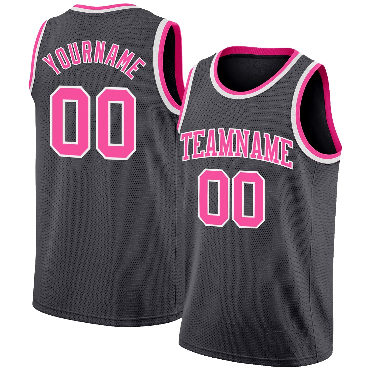Custom Steel Gray Pink-White Authentic Basketball Jersey - Main View