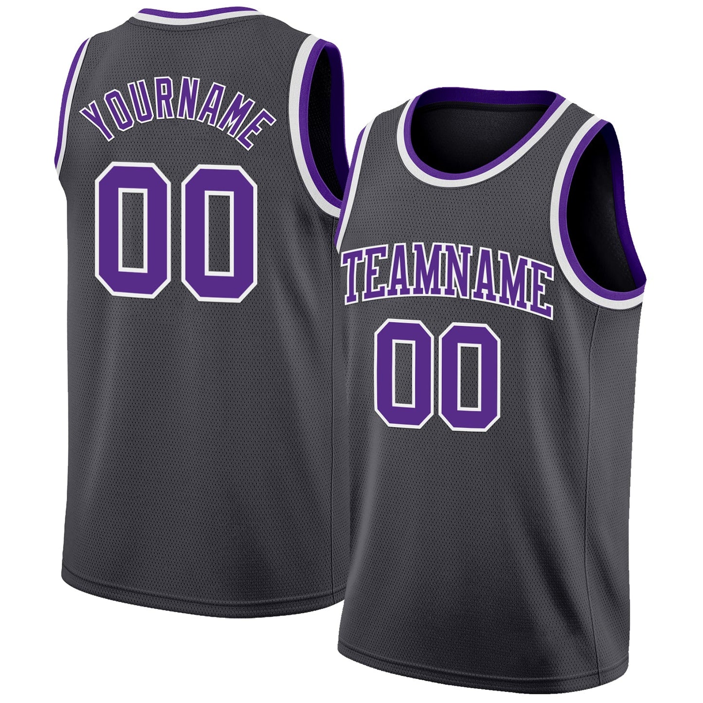 Custom Steel Gray Purple-White Authentic Basketball Jersey - Main View