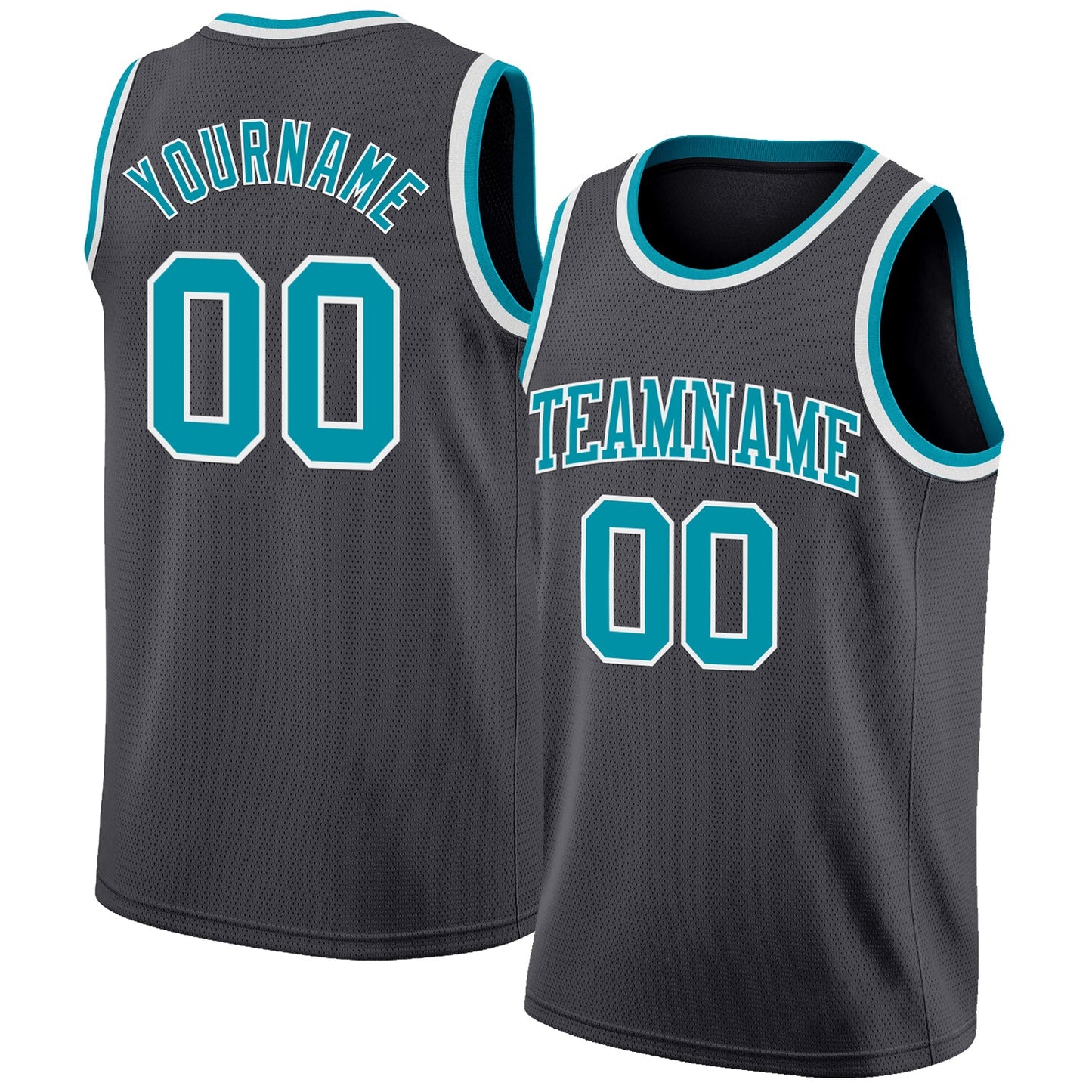 Custom Steel Gray Teal-White Authentic Basketball Jersey - Main View