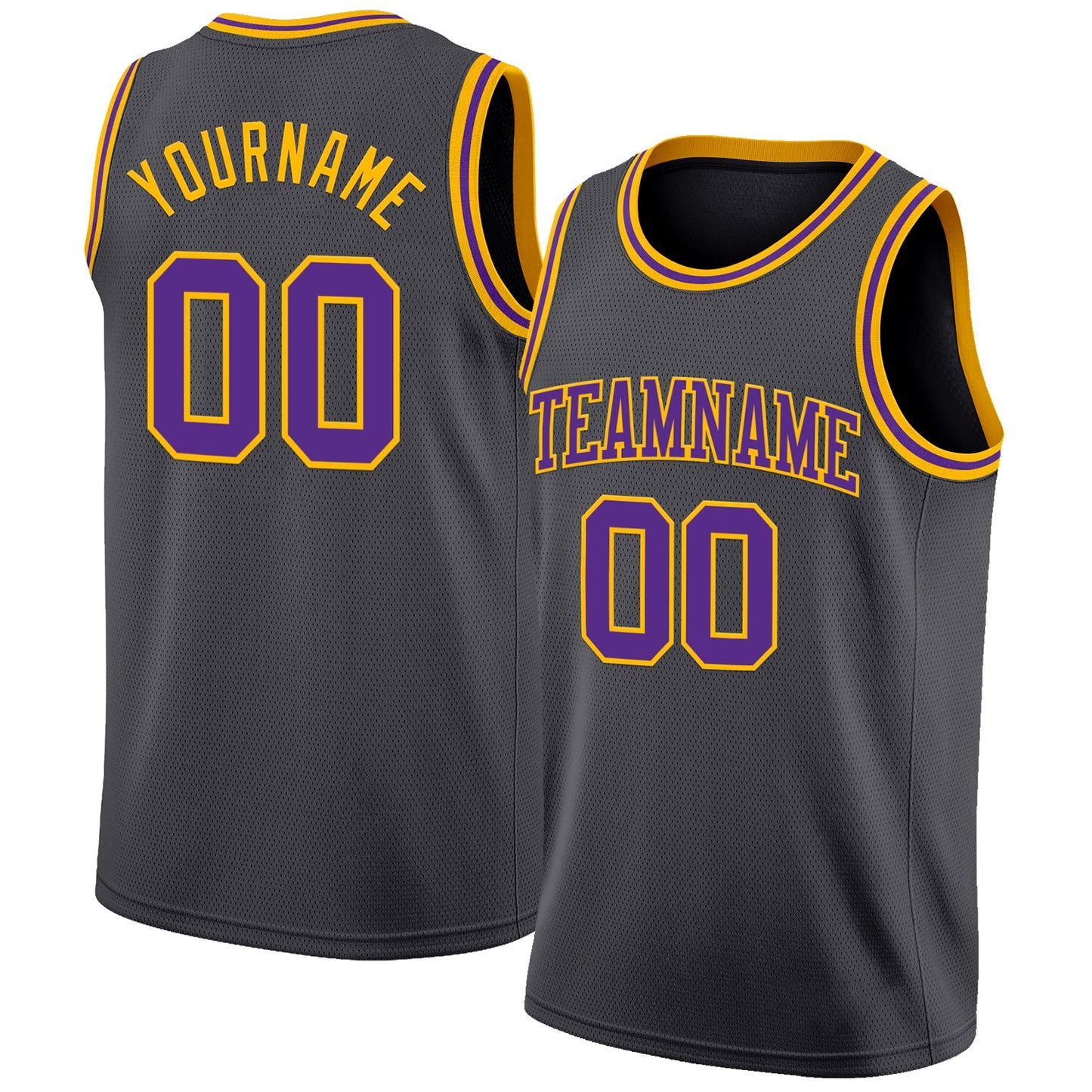 Custom Steel Gray Purple-Gold Authentic Basketball Jersey - Main View