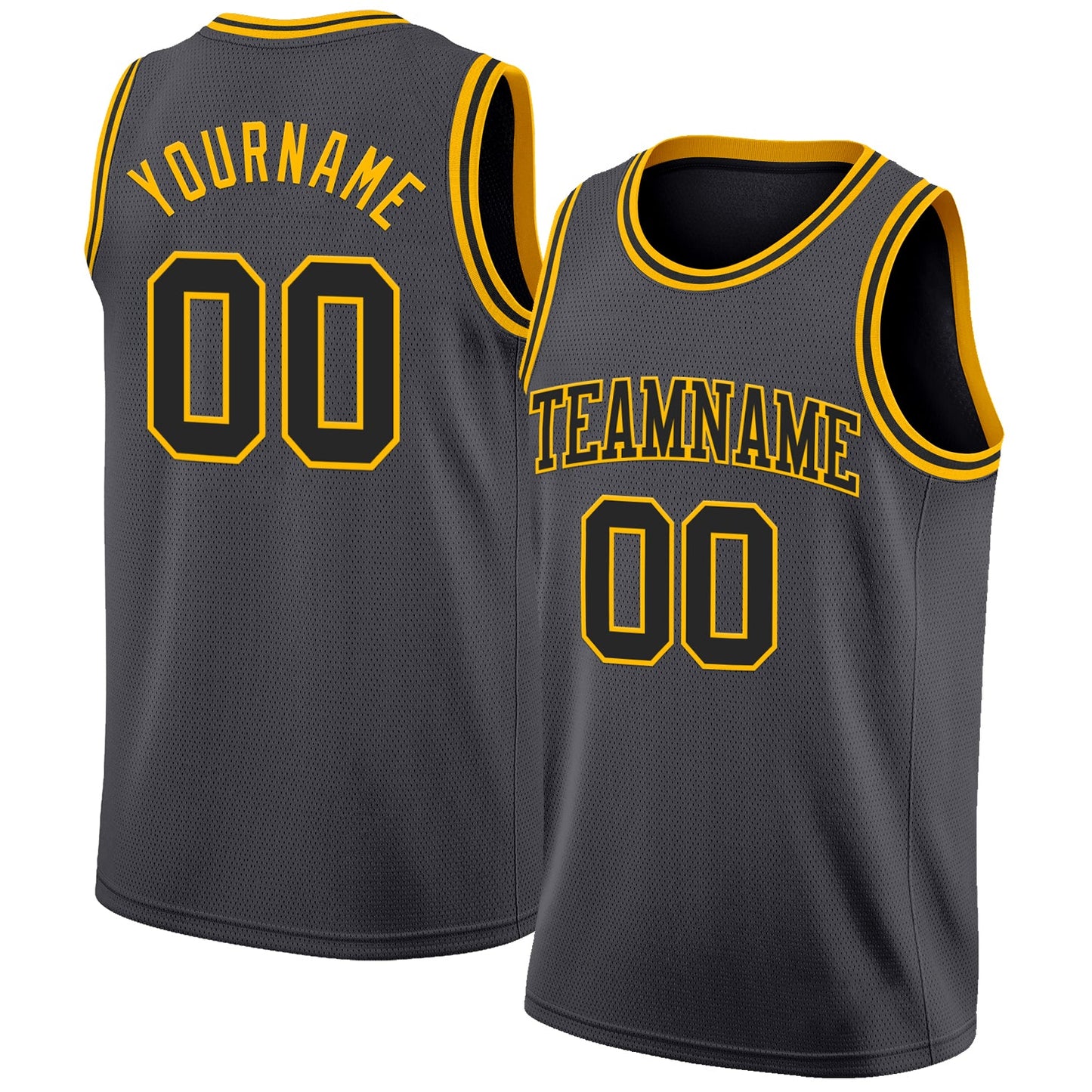 Custom Steel Gray Black-Gold Authentic Basketball Jersey - Main View