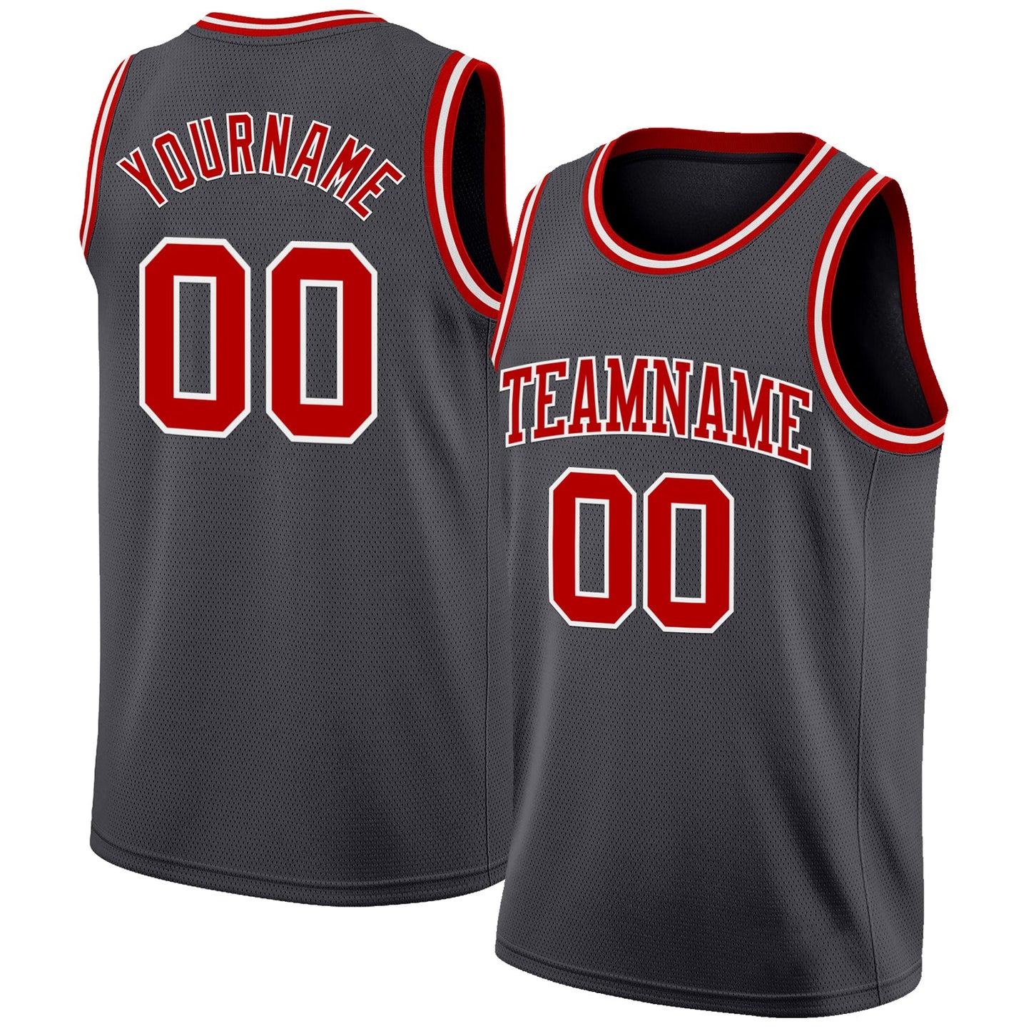 Custom Steel Gray Red-White Authentic Basketball Jersey - Main View