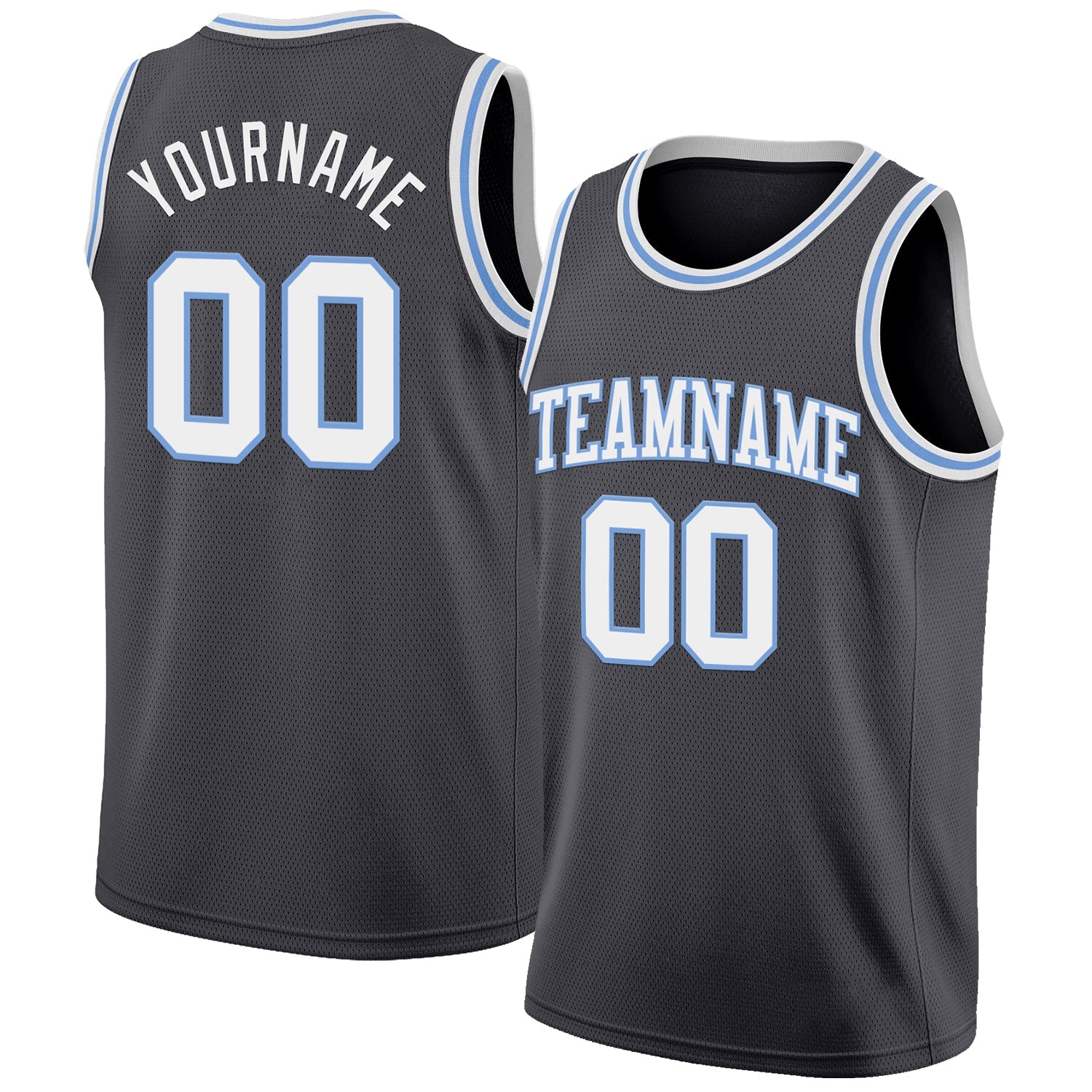 Custom Steel Gray White-Light Blue Authentic Basketball Jersey - Main View