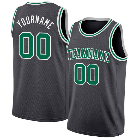 Custom Steel Gray Kelly Green-White Authentic Basketball Jersey - Main View