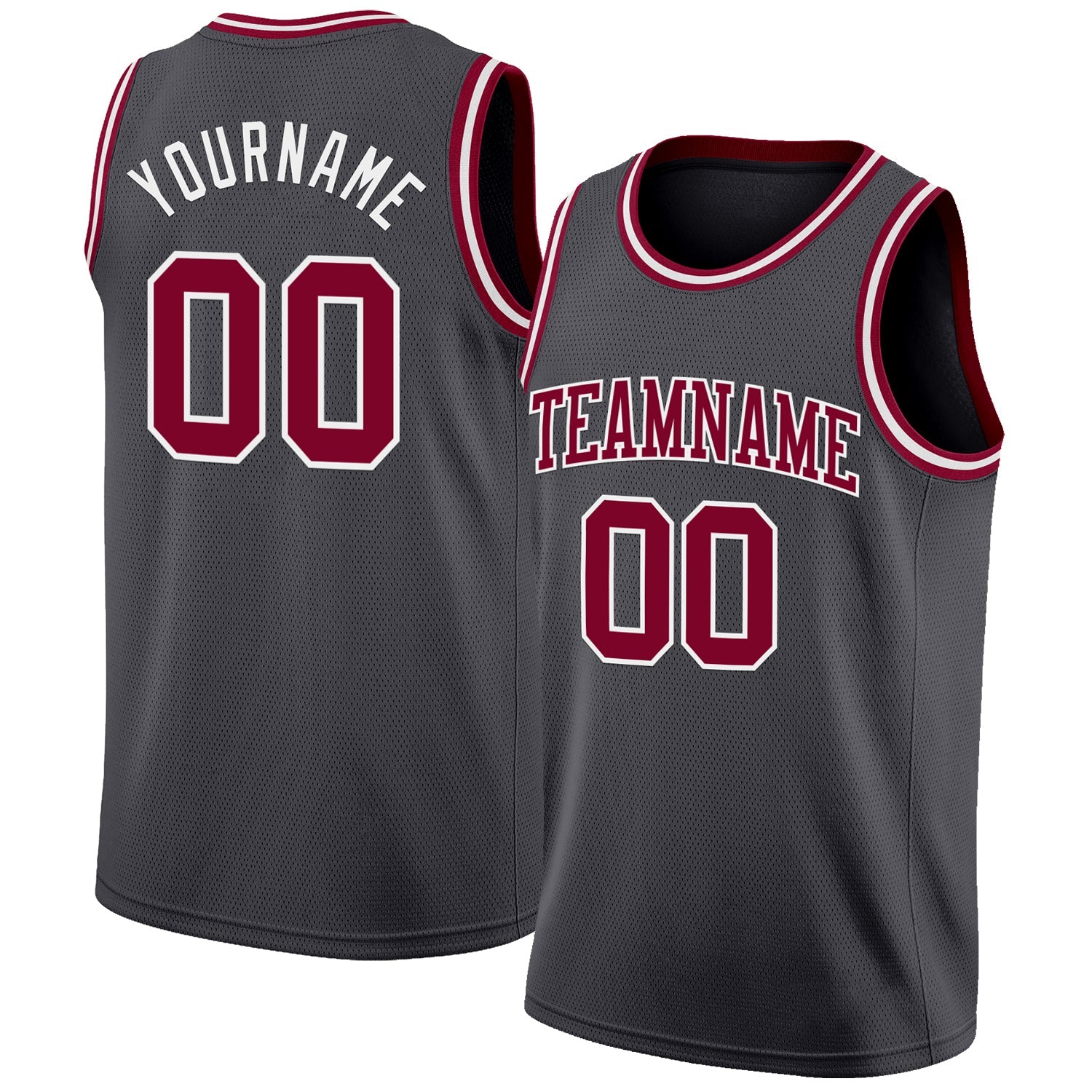 Custom Steel Gray Maroon-White Authentic Basketball Jersey - Main View