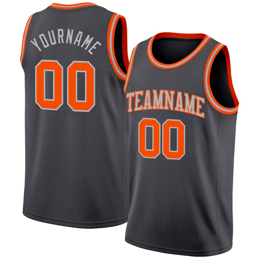 Custom Steel Gray Orange-Gray Authentic Basketball Jersey - Main View