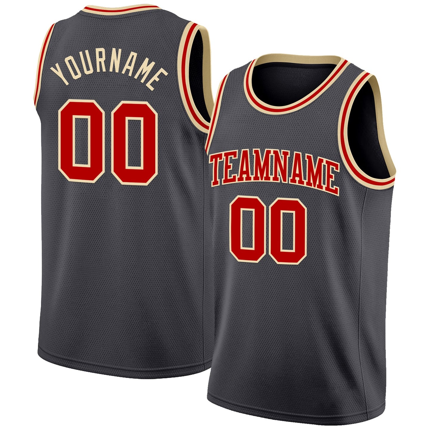 Custom Steel Gray Red-Cream Authentic Basketball Jersey - Main View