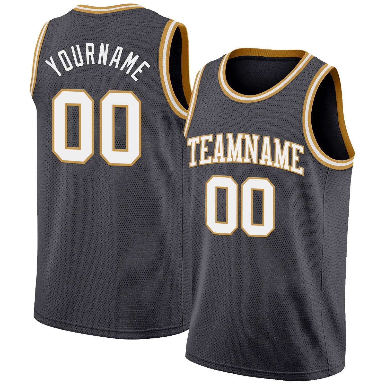 Custom Steel Gray White-Old Gold Authentic Basketball Jersey - Main View