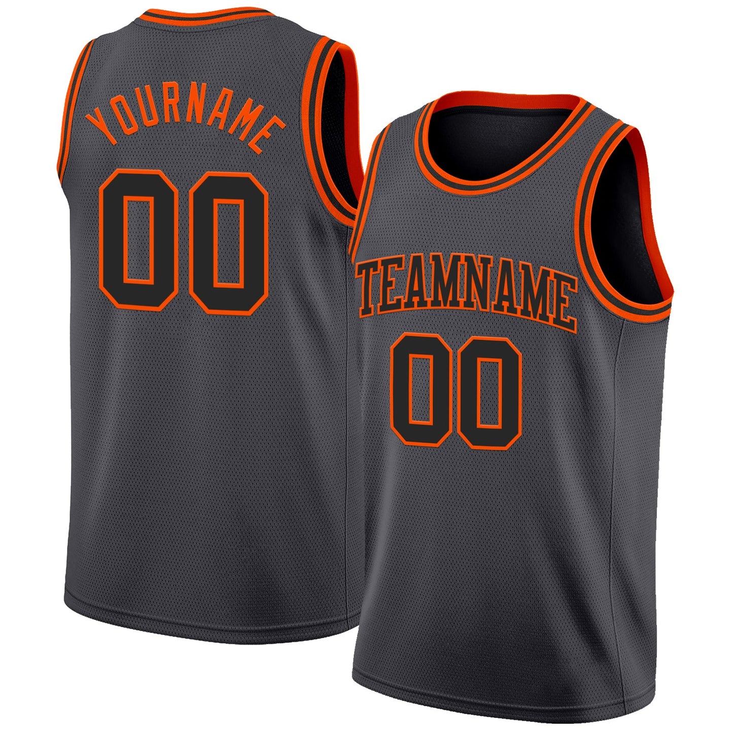 Custom Steel Gray Black-Orange Authentic Basketball Jersey - Main View