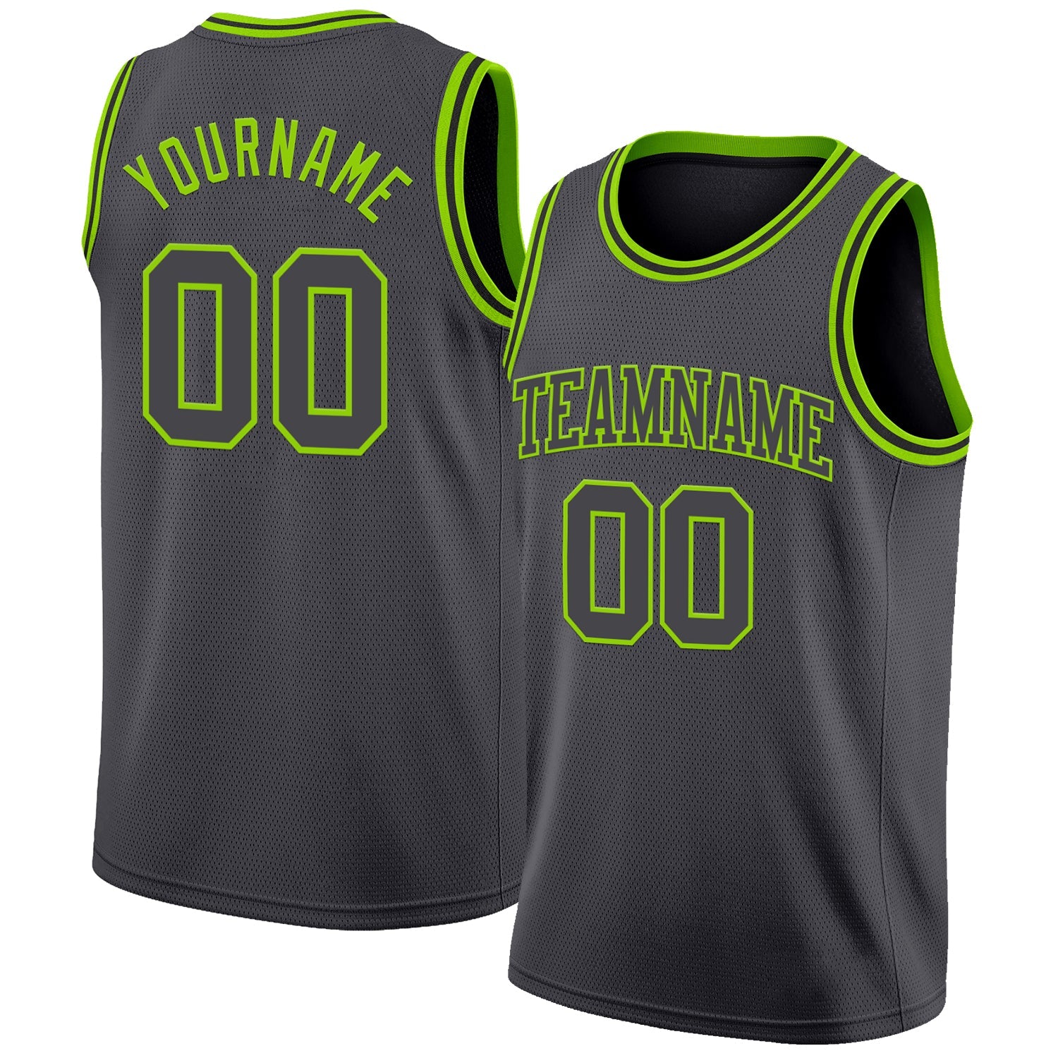 Custom Steel Gray Neon Green Authentic Basketball Jersey - Main View