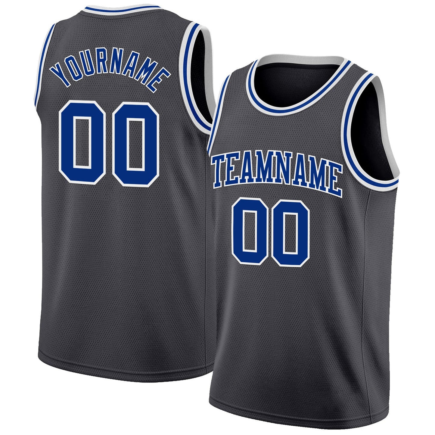 Custom Steel Gray Royal-White Authentic Basketball Jersey - Main View
