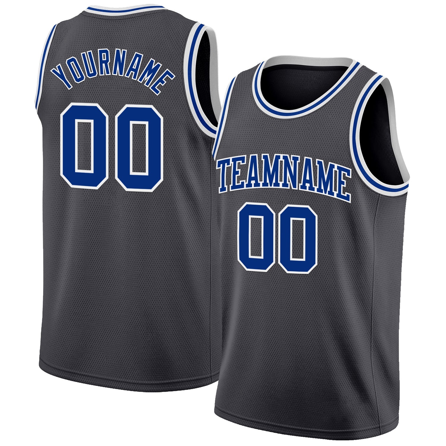 Custom Steel Gray Royal-White Authentic Basketball Jersey - Main View
