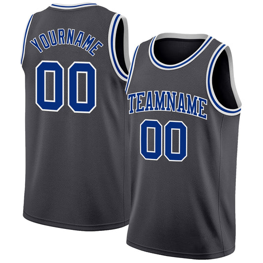 Custom Steel Gray Royal-White Authentic Basketball Jersey - Main View