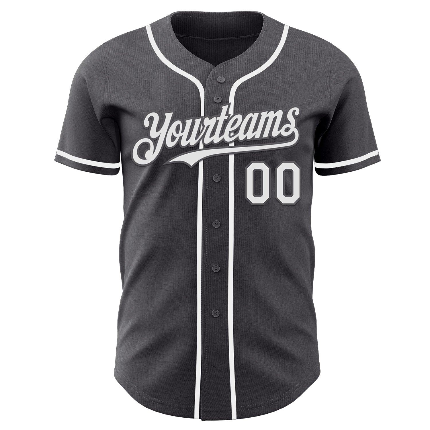 Custom Steel Gray White Authentic Baseball Jersey view 2