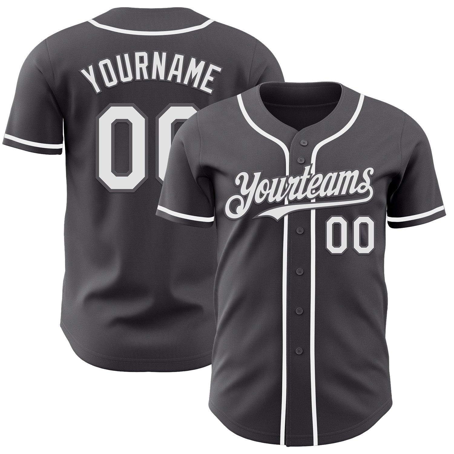 Custom Steel Gray White Authentic Baseball Jersey - Main View