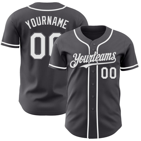 Custom Steel Gray White Authentic Baseball Jersey - Main View