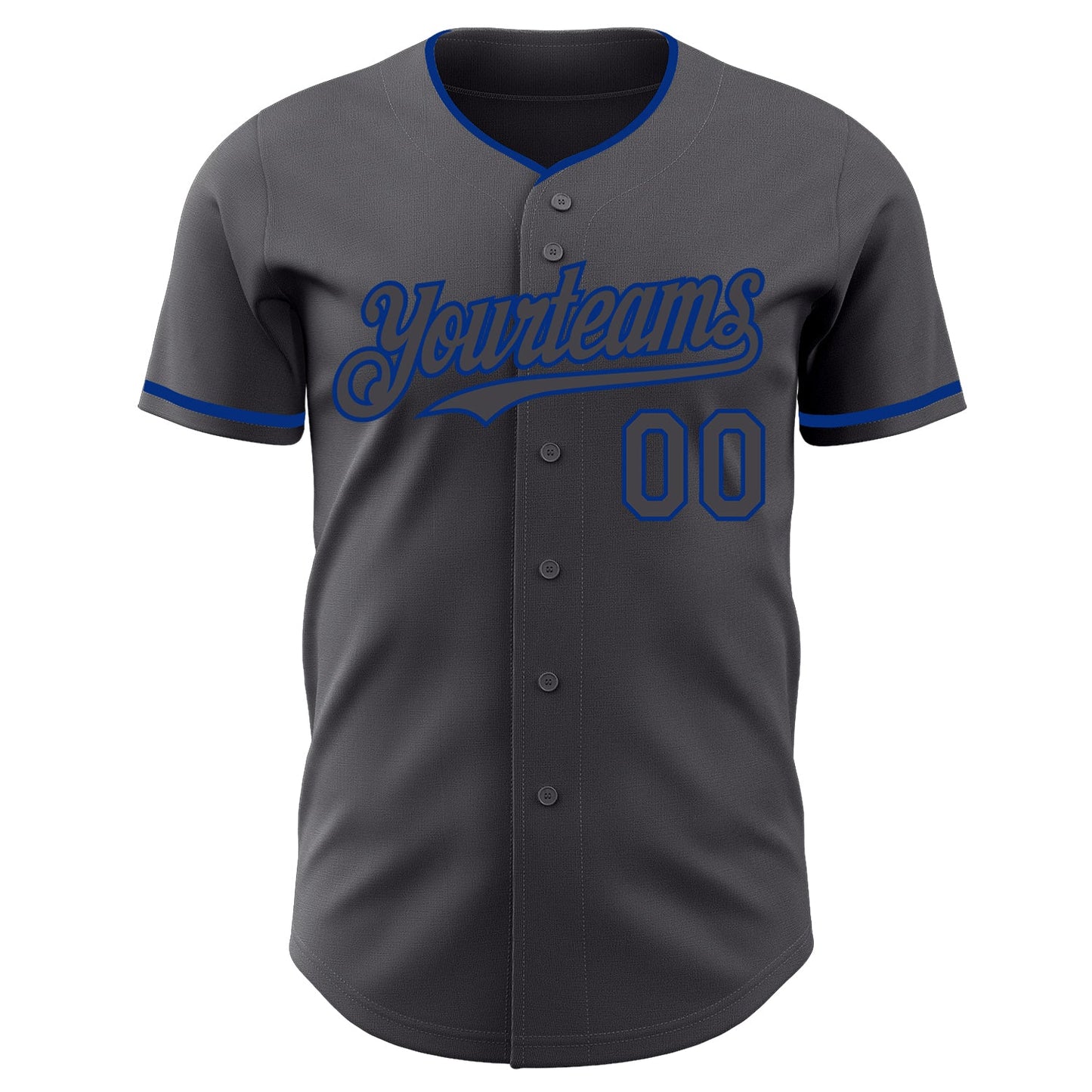 Custom Steel Gray Royal Authentic Baseball Jersey view 2