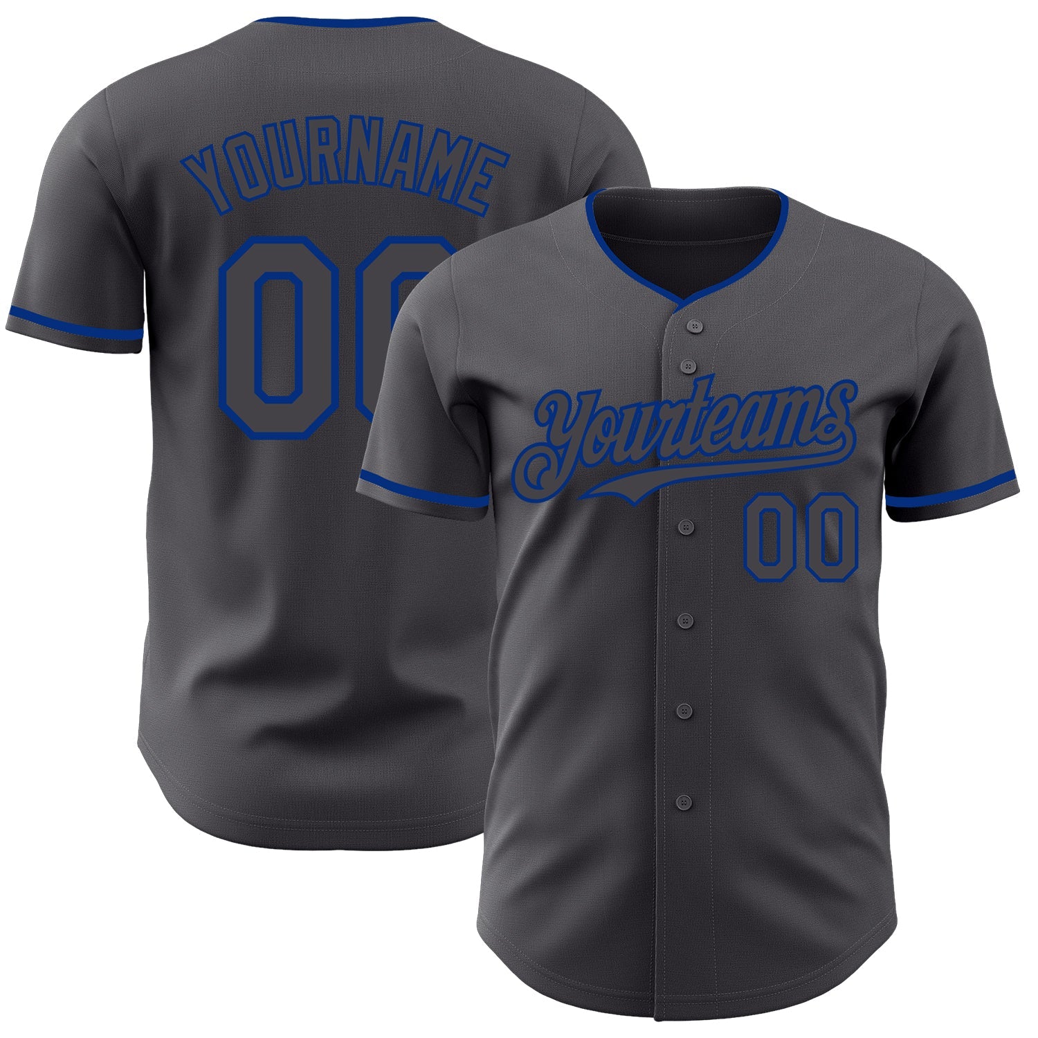 Custom Steel Gray Royal Authentic Baseball Jersey - Main View