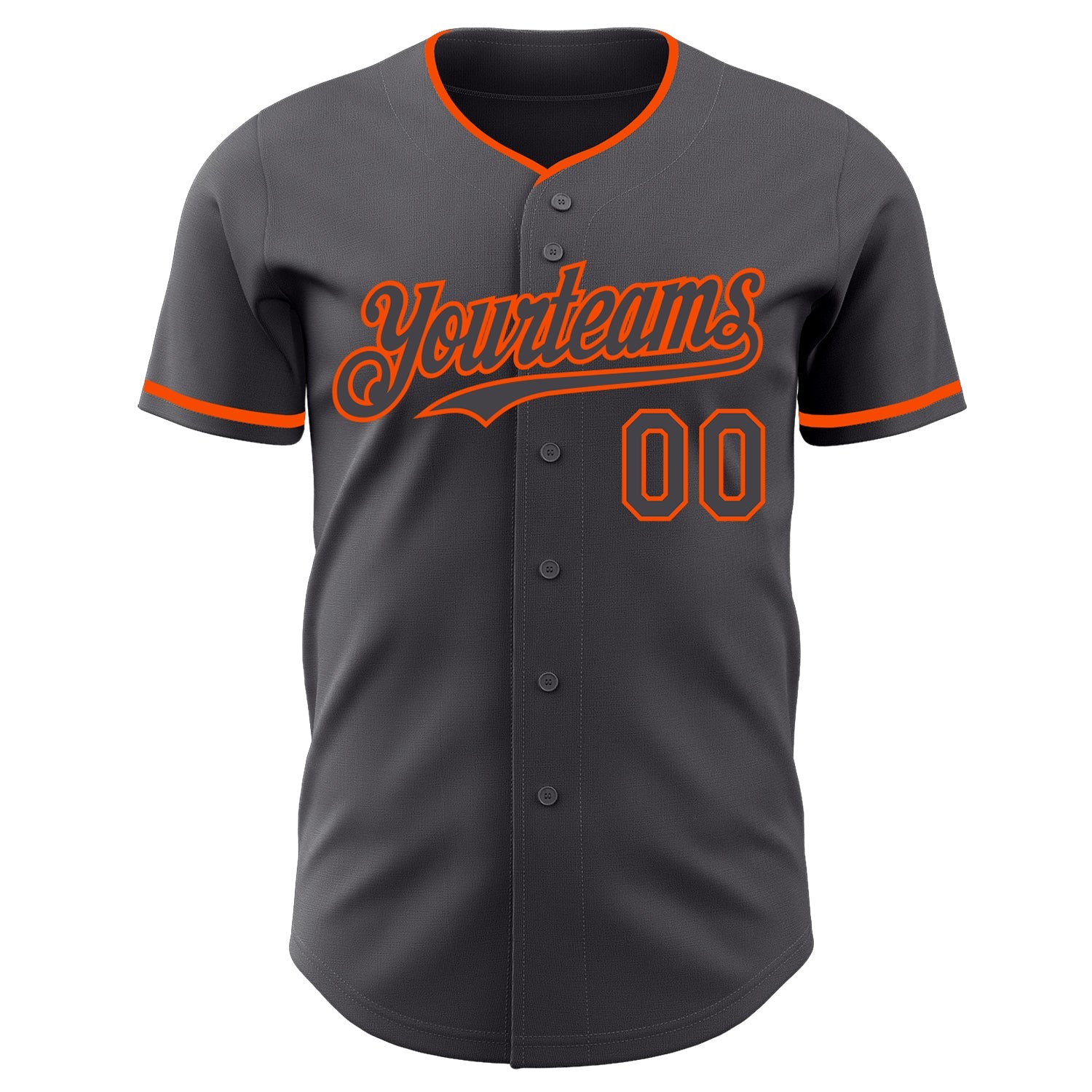 Custom Steel Gray Orange Authentic Baseball Jersey view 2