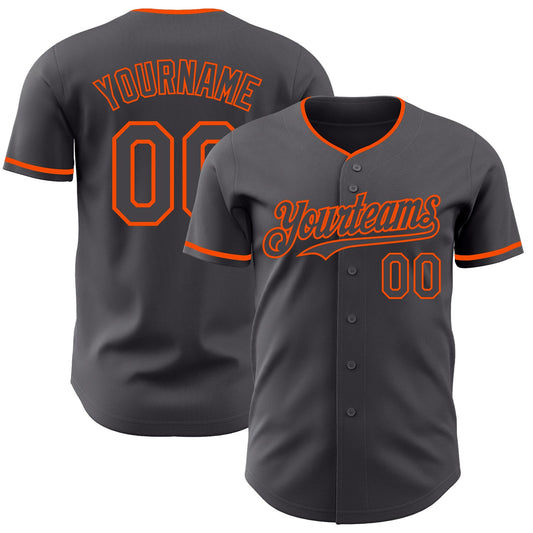 Custom Steel Gray Orange Authentic Baseball Jersey - Main View