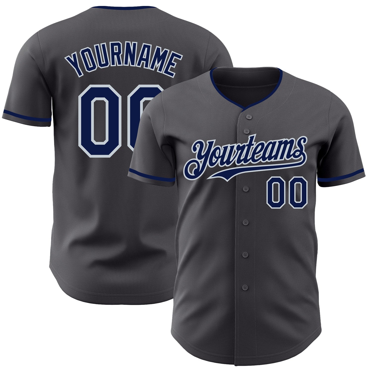 Custom Steel Gray Silver Authentic Baseball Jersey - Main View