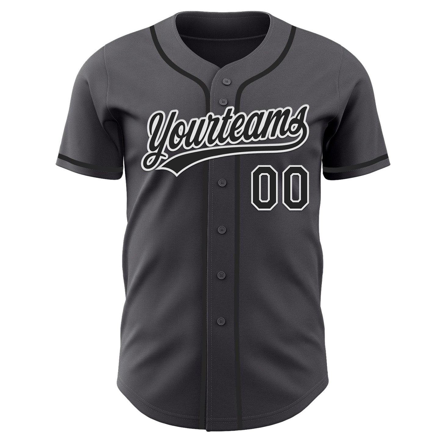 Custom Steel Gray Black-White Authentic Baseball Jersey view 2