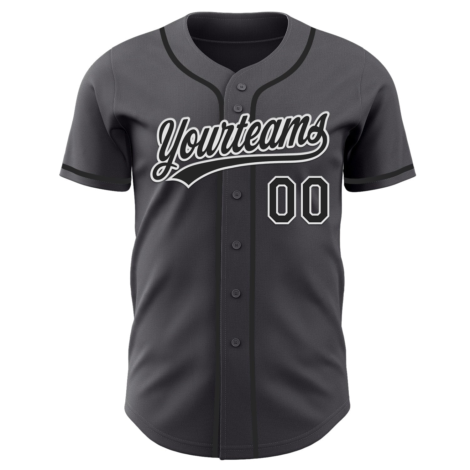 Custom Steel Gray Black-White Authentic Baseball Jersey view 2