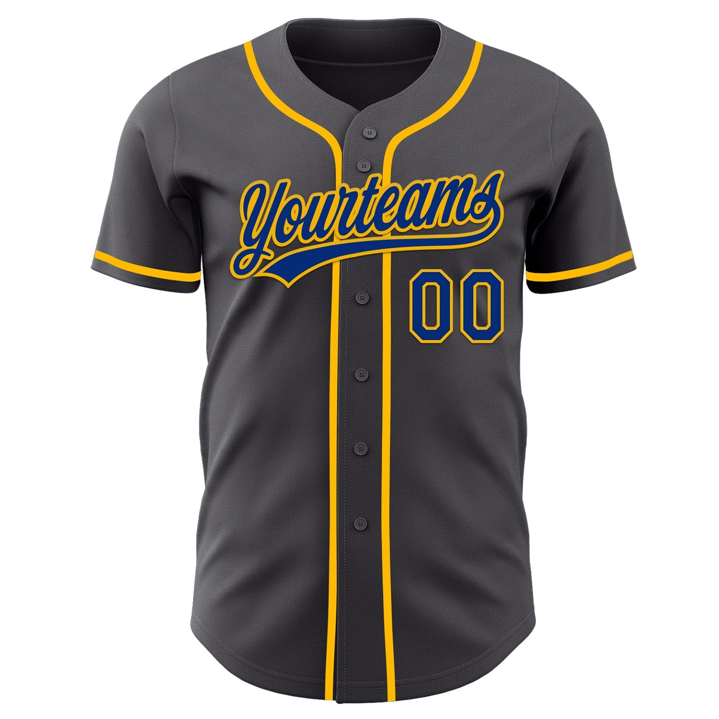 Custom Steel Gray Royal-Gold Authentic Baseball Jersey view 2