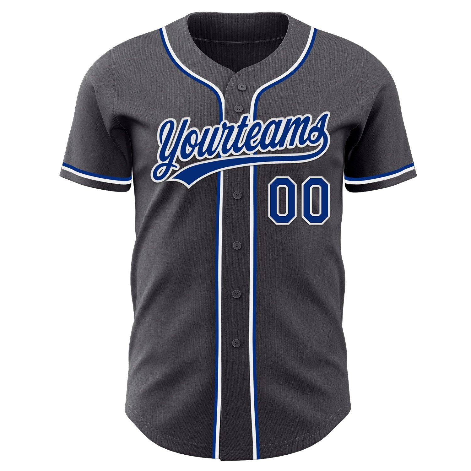 Custom Steel Gray Royal-White Authentic Baseball Jersey view 2