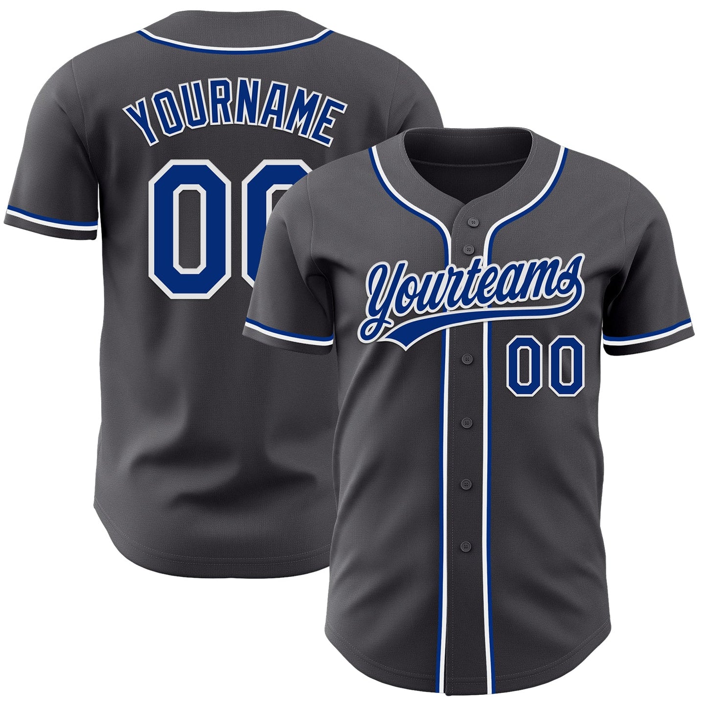 Custom Steel Gray Royal-White Authentic Baseball Jersey - Main View