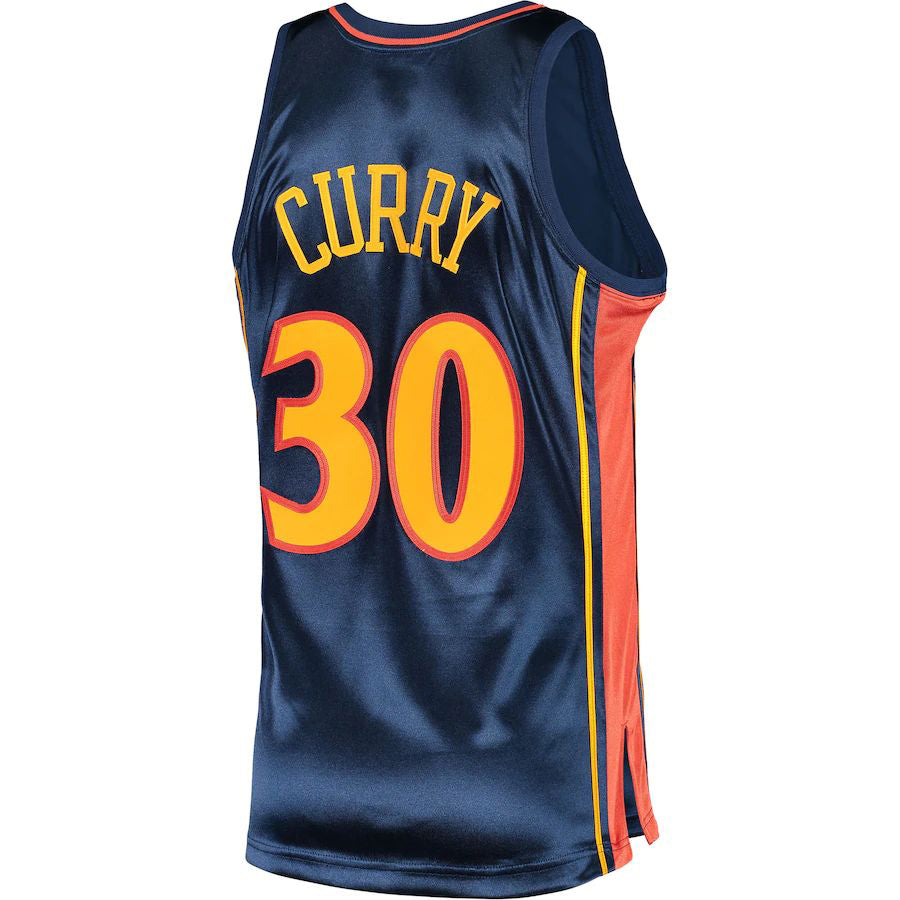 G.State Warriors #30 Stephen Curry Mitchell & Ness 2009 Hardwood Classics Authentic Jersey Navy Stitched American Basketball Jersey - Main View