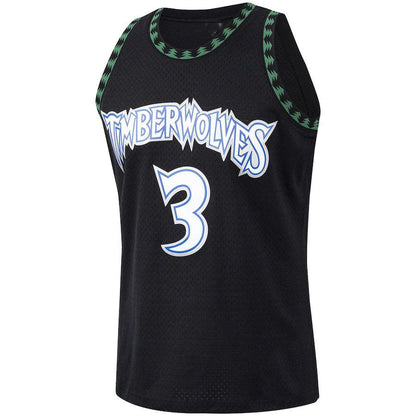 M.Timberwolves #3 Stephon Marbury Mitchell & Ness 1997-98 Hardwood Classics Swingman Player Jersey Black Stitched American Basketball Jersey - Main View