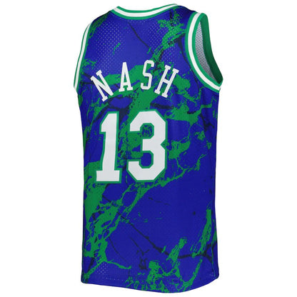 D.Mavericks #13 Steve Nash Mitchell & Ness 1998-99 Hardwood Classics Marble Swingman Jersey Blue Stitched American Basketball Jersey - Main View